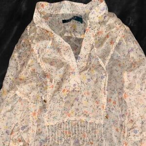 Lauren Ralph Lauren Sheer Floral Shirt size Small